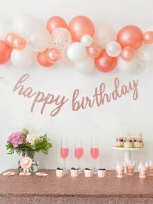 1pc Happy Birthday Christmas Dual Use Banner Flag Glitter Pink Lettering Hanging Party Decor For Holiday Celebration Wall Backdrop Christmas Stocking Fillers Birthday Gift Idea Must Haves - pink - View 4