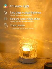 Dynamic Water Ripple Lamp,16 Color Light With Remote Control Rotating Projection Light USB Night Light Romantic Atmosphere Light ,Table Lamp Lights For Bedroom, Living Room Wall Decor ,Birthday Gifts With/Without Remote Control,1/3/16-Color Light - White - View 5