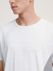 Driftmere 男友风男士夏季速干宽领运动跑步T恤，冰丝面料，宽松版型，白色 - 白色 - 查看 6