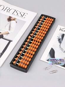 1 PC Multifunctional Rod Compatible With Chinese Japanese Calculator Brown Wood Beads Standard Abacus For Office Adult Use Vintage Abacus - Multicolor - View 1