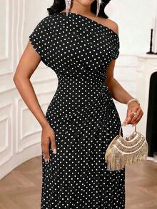 SHEIN Lady Vestido Talla Grande Negro y Blanco - Blanco y Negro - Ver 4