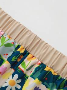 Breezaya Bestselling Abstract Plaid Floral Print Plus Size Women's Vacation Casual Long Pants - Multicolor - View 4