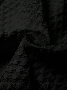 GlowEve CURVE 圓領時尚面料素色大尺碼上衣，適合春、夏、秋季 - 黑色 - 查看 4