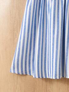 SHEIN Tween Girl Casual Daily Spring/Summer Woven Colorful Striped Sleeveless Dress - Blue - View 3