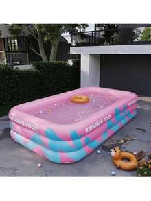 1 Pc PVC Inflatable Swimming Pool With Double-Layer Airtight Valves And A Bottom Drain Device. It Requires No Power Supply And Comes With Various Accessories, Making It Ideal For Outdoor Water Parties. - One Size Fits All - View 12