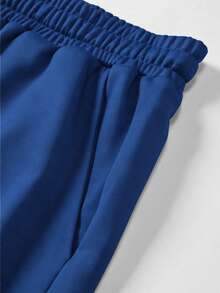 Manfinity EMRG Men's Casual Drawstring Waist Loose Wide Leg Shorts, Suitable For Spring And Summer - Royal Blue - View 6
