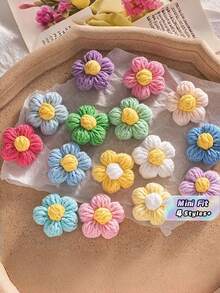 20朵手工钩织毛线泡泡花，可作服装配饰、胸针、包包装饰、人造花束配件，毛线手工钩织花朵，钩织毛线泡泡花成品DIY配饰花朵 - 多色 - 查看 1