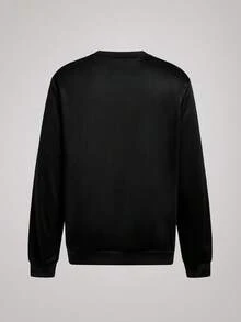 Men's Casual Versatile Daily Commute Minimalist Printed Crew Neck Short Sleeve Sweatshirt, Spring/Autumn Spring To Summer - Black - View 4