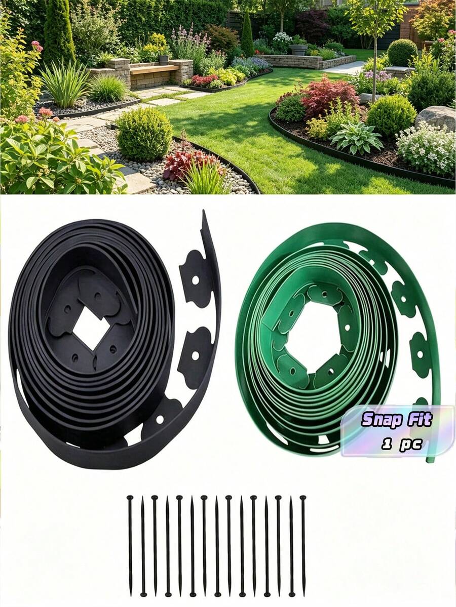 Bộ 1 món, dễ lắp đặt, bộ viền vườn nhựa PE 393,7 inch với mỏ neo cố định - ranh giới bãi cỏ cho cảnh quan và phân tách cỏ - Sự kết hợp - Xem 1
