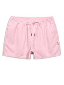 Manfinity Swimmode Pantalones de playa con cordón, cremallera, bolsillos y textura acanalada para hombre - Rosa - Ver 3