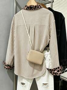 Simple, Solid-Color Women's Everyday Button-Down Shirt - Brown - View 2
