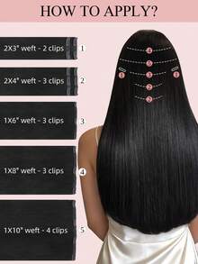 7片裝 120G 夾式人髮接髮片 20個夾子 雙層髮簾隱形夾入式 #NC 自然黑 14-22英吋 高級真髮 柔軟厚實質地 防掉髮 適合細髮女性與女孩的沙龍造型及日常佩戴 - SNatural - 查看 7