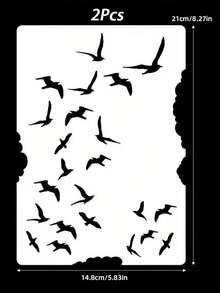 Joivida 1/2/3Pcs Plastic Bird Pattern Stencils, Reusable Durable Plastic Templates For DIY Crafts Handmade Projects - multicolor - View 8