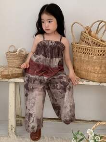 DAZY Baby Girls' Casual Vacation Allover Print Camisole And Loose Pants 2 Pieces Set Summer - Coffee Brown - View 3