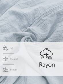 Aalyst 女款春秋冬季法式優雅奢華極簡高階設計休閒度假通勤舒適素色天絲人造絲面料圓領腰部打結後背打褶腰部鬆緊收腰A字長袖襯衫 - 淺藍色 - 查看 4
