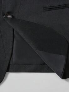 Calvornis 男士休閒/商務翻領單排扣西裝外套與長褲套裝，儀式、正式 - 黑色 - 查看 3
