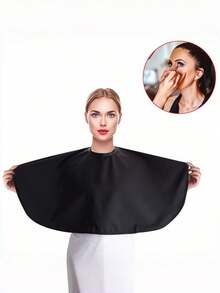 1PC One Size Non Stick Chemical Waterproof Lightweight Stain Resistant Easy Clean Closure Adjustable Neck Black Hair Cutting Cape For Salon Beauty Barber Beard Trimming Dyeing Perming Hair Removal Face Hair Removal Home Professional Use Hairdresser - black - View 4