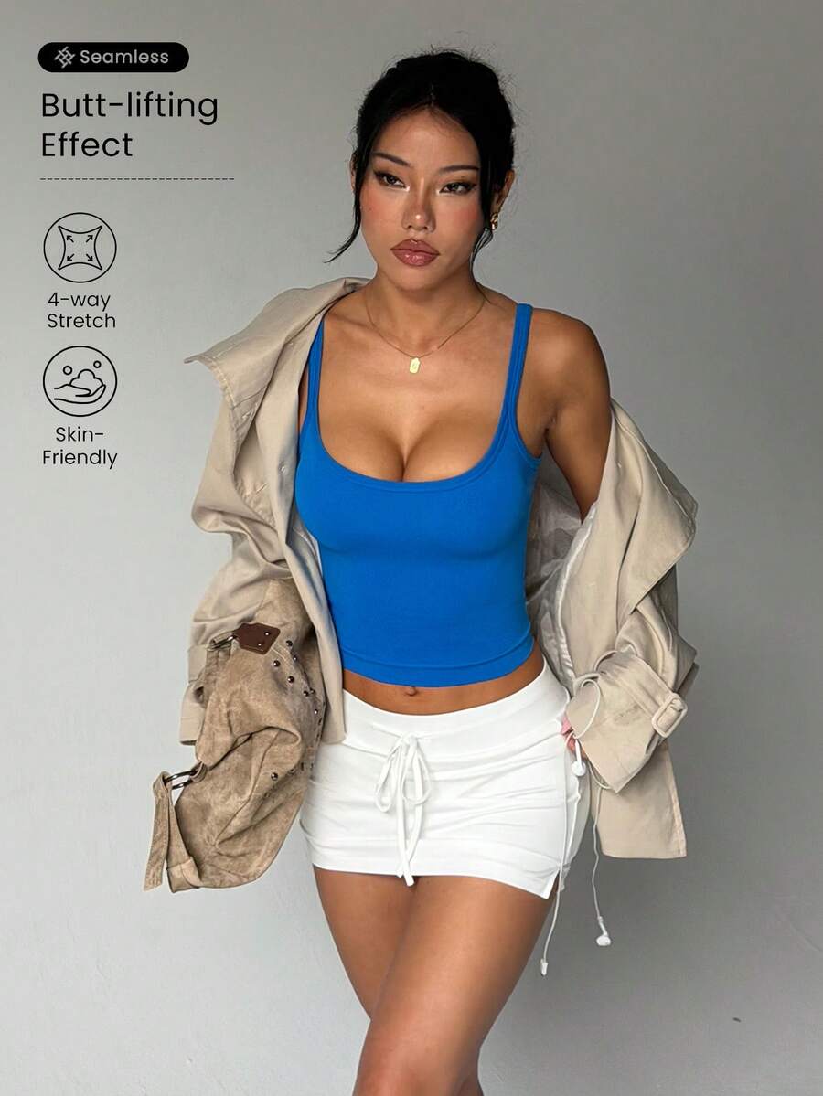 Core Rhythm Core Rhythm Women's Seamless Backless Sexy Sports Tank Top - Blue - View 1