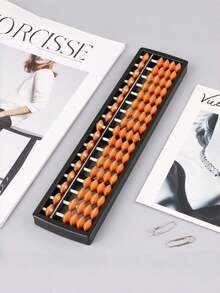 1 PC Multifunctional Rod Compatible With Chinese Japanese Calculator Brown Wood Beads Standard Abacus For Office Adult Use Vintage Abacus - Multicolor - View 2