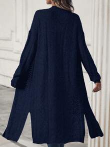 EMERY ROSE Women's Solid Color Casual Versatile Daily Outing Long Sleeve Cardigan - Navy Blue - View 2