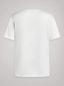 Men's Casual V-Neck Short Sleeve T-Shirt, For Daily Wear, Casual Commuting - White - View 4