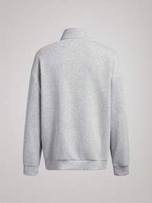 Officeau Sweatshirt Kasual Pria dengan Kerah Resleting, Musim Gugur/Musim Dingin, Lengan Panjang - Grey - View 4