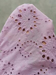Bohemela Celana Panjang Wanita Polos Motif Bunga Berongga dengan Pinggang Elastis dan Saku, Model Longgar dengan Manset. - Dusty Purple - View 8