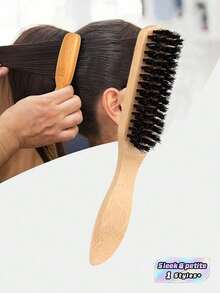 Peine de cerdas suaves, adecuado para crear colas de caballo lisas, suavizar cabellos sueltos, domar el cabello encrespado y controlar la línea del cabello - Peine de punta cónica y cepillo voluminizador, conveniente para seccionar y dividir el cabello. - Multicolor - Ver 1