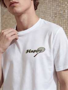 HypeHours Herren Retro Muster Einfarbiges Rundhals Kurzarm T-Shirt Sommer, Urlaub - Weiss - Übersicht 4