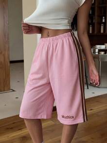 Muchica Summer Casual Colorblock Striped Loose Shorts - Pink - View 5