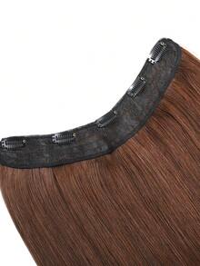 V-Shaped One-Piece Clip In Human Hair Extensions With 5 Clips 4# Chocolate Brown Silk Straight Clip In Hair Weft Volume-Enhancing Wavey Extension Easy Installation Hair Extensions For Women - S4 - View 3