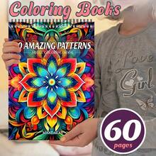Mandala Pattern Adult Coloring Book, Spiral Bound Adult Mandala Coloring Book, A4 Size (11.42 X 8.27 Inches), Single-Sided Printed Pages With Cardboard, Suitable For Women And Men, Adult Coloring Book For Relaxation - Single Piece - View 3