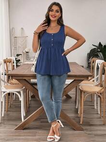 EMERY ROSE Débardeur rayé grande taille, adapté pour l'été - Multicolore - Voir 4
