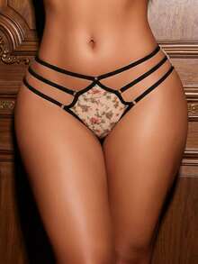 Divavoom 3packs Floral Print Mesh Cut Out Panties Lingerie - Multicolor - View 3