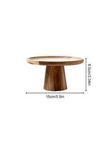 1pc Rustic Wooden Cake Stand, Dessert Display Tray With Wood Base, Multi-Use Serving Plate For Cupcake, Fruit & Snacks, Home Wedding Party Decor - Multicolor - View 9