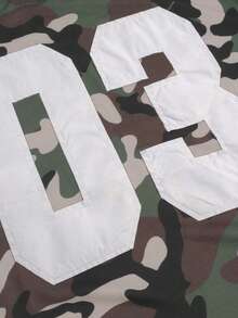 STYNVO Kaos Pria Kasual Musim Panas Motif Kamuflase Digital Patchwork dengan Bahu Jatuh dan Potongan Longgar - Hijau Tentara - View 5