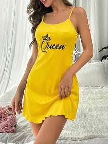 SweetSlumber Casual Queen Ladies Camisole Nightgown - Yellow - View 3