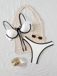 Swim Basics Bộ đồ bơi đi biển đi nghỉ mát màu tương phản dành cho nữ - Nhiều màu - Xem 5