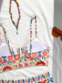 Swim Lushoire Einteiliger Badeanzug mit hoher Taille und Blume Muster, beliebter Frühlings-/Sommerstil - Verschiedenfarbig - Übersicht 5