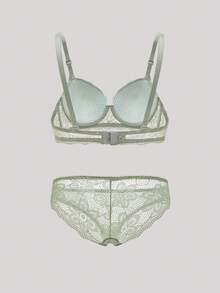 Hourtrue Lace Lingerie Set (With Underwire, Triangle Panty)For Summerfor Summer - Olive Green - View 2