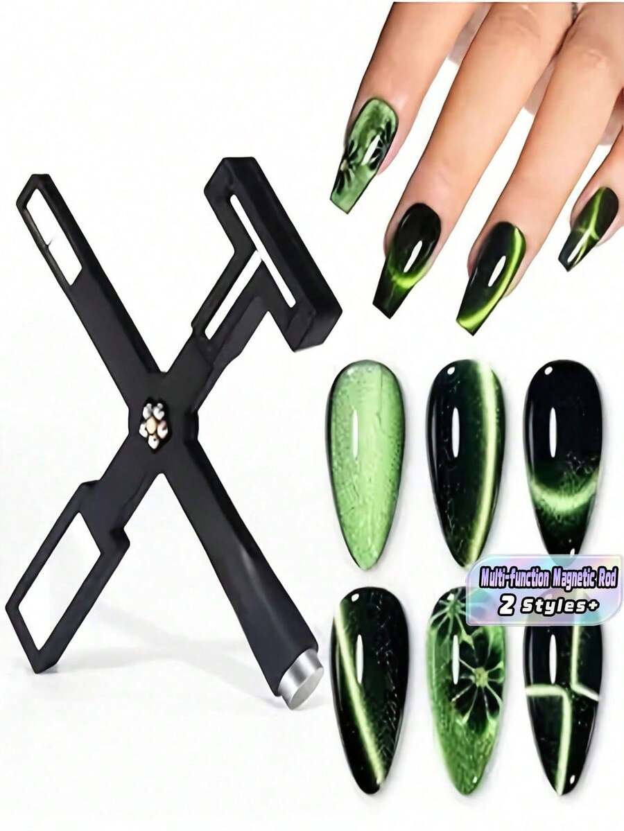 Multi-Function Strong Magnetic Stick For 3D Cat Eye Gel Polish Nail Magnet Tool Magnet Pen Nails Art Design Glitter Effect Magic Manicure Salon Tools - Black - View 1