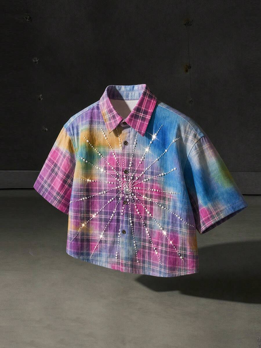NEON BLANC 男士水鑽印花牛仔襯衫 - 彩色 - 查看 1