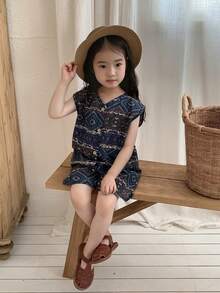 DAZY 女嬰波希米亞韓風休閒連身褲 春夏款 幼兒 - 藍色 - 查看 6