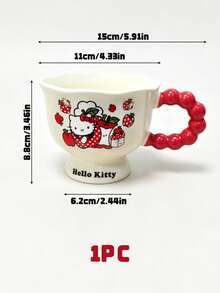 HELLO KITTY AND FRIENDS | SHEIN 1個 Hello Kitty 可愛陶瓷馬克杯，可愛腳杯可用於牛奶和咖啡，精緻可愛的禮物，適合情人節、生日、聖誕節和節日，給朋友、老師和家人的甜蜜紀念品 - 彩色 - 查看 9
