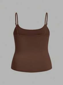 SHEIN BASICS 女款大尺碼修身休閒百搭細肩帶背心上衣夏季 - 彩色 - 查看 6