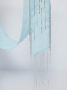 MUSERA Diamonte Studded Mesh Skinny Scarfs Spring Summer Vacation Sexy Holiday Accessory Y2k Girly Festival Ibiza Trinket Fever - Light blue - View 3