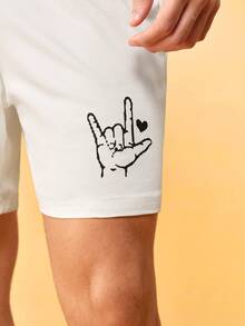 Notgurli Men's Printed Elastic Waist Loose Fit Loungewear Bottoms - White - View 4