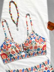 Swim Lushoire Einteiliger Badeanzug mit hoher Taille und Blume Muster, beliebter Frühlings-/Sommerstil - Verschiedenfarbig - Übersicht 6