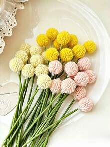 9 /1 pieza Ramo de Crisantemo Artificial Bola Dorada Amarillo Naranja Rosa Blanco Verde Opcional para Decoración de Mesa Mesa de Café Decoración de Flores Falsas para Boda Regalo del Día de la Madre Decoración Exterior Arreglo Floral del Hogar - Multicolor - Ver 3