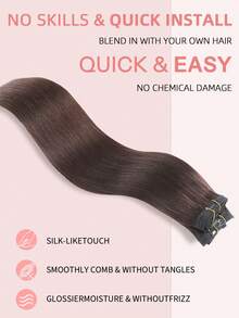 7Pcs 120G Clip In Human Hair Extensions 20 Clips Double Weft Invisible Clip Ins 2# Dark Brown 14-22 Inch Premium Real Human Hair Soft Thick Texture Anti-Shedding Great Choice For Thin Hair Salon Styling And Daily Wear For Women & Girls - S2 - View 6